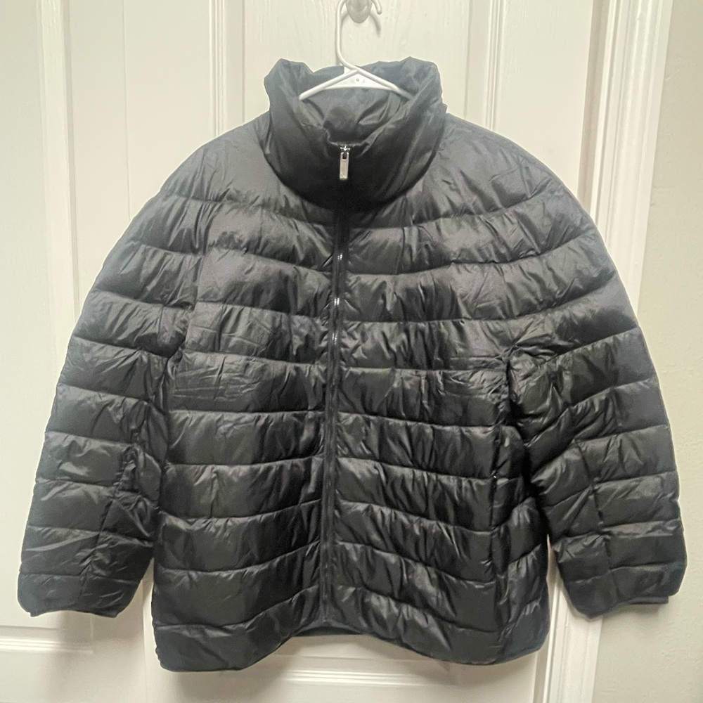 Black Puffer Jacket Packable with Bag